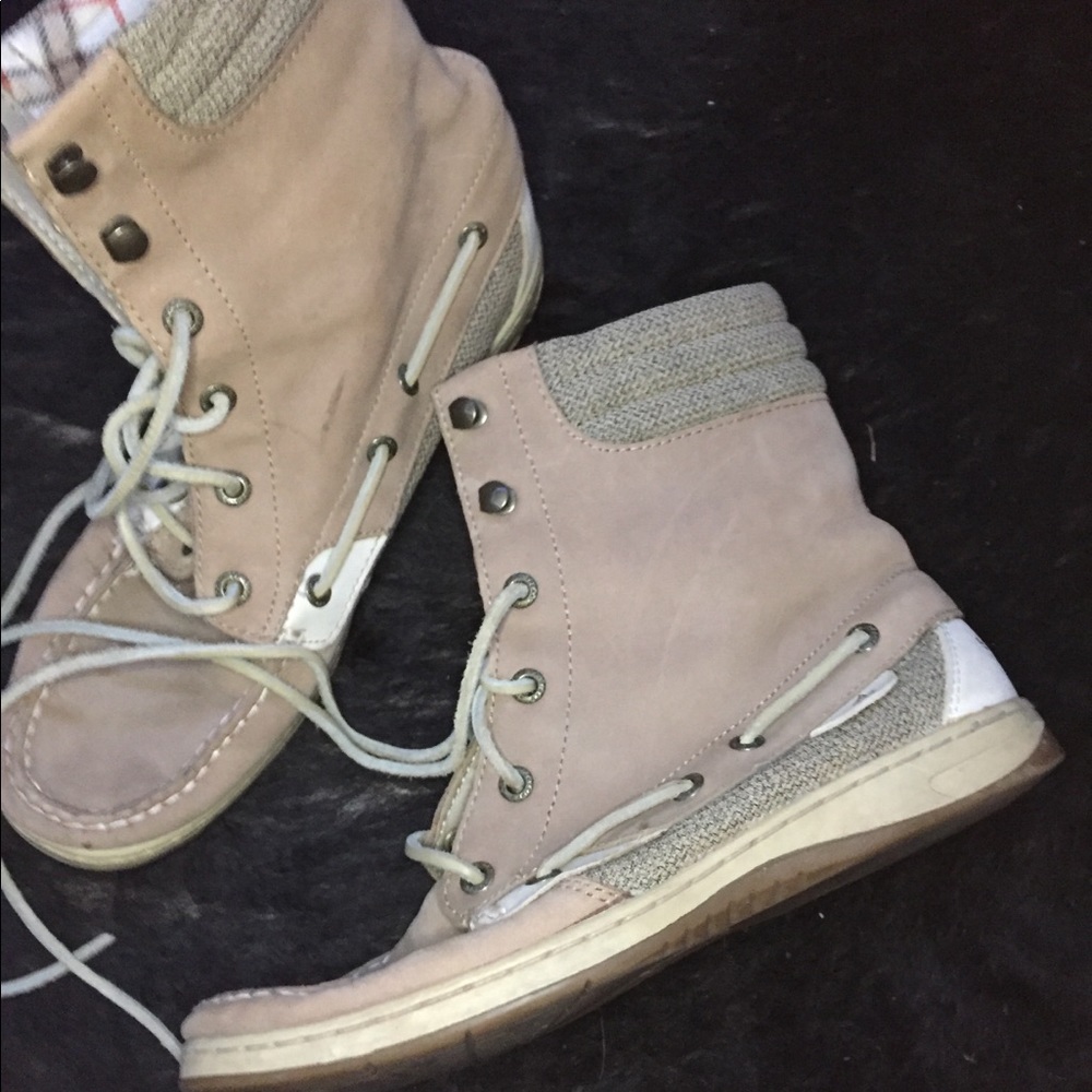 SPERRY Brown Leather Lace up Cuffed Boots!!